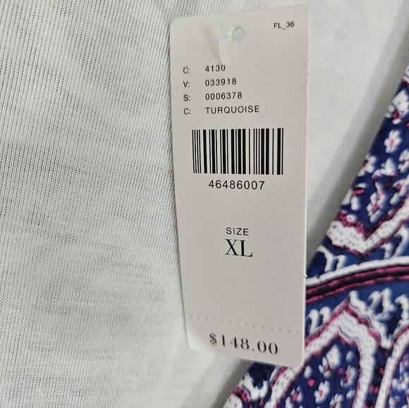 Moulinette Soeurs Ruched Column Dress Size XL Blue Medallion Motif Anthropologie - Picture 2 of 10
